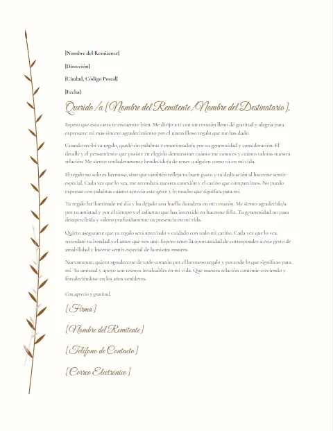 Formato de Carta de Agradecimiento: diseño Botánico