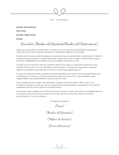 Formato de Carta de Agradecimiento: diseño Corazón de una línea