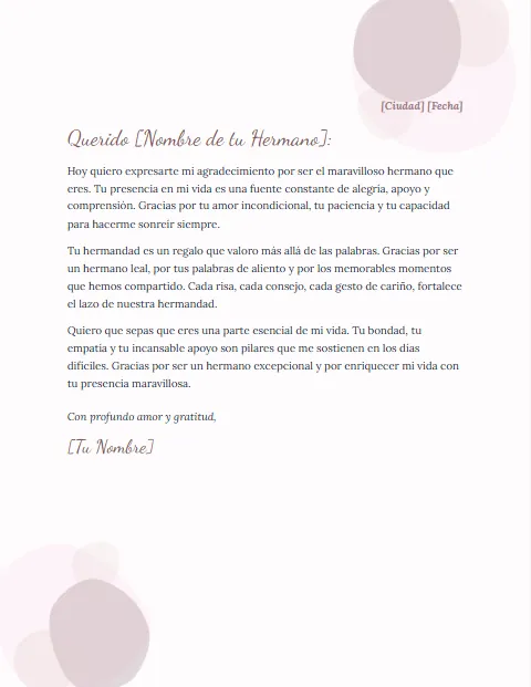 Carta de Agradecimiento a un Hermano: diseño Acuarela