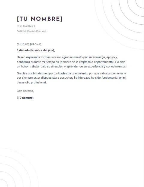 Carta de Agradecimiento a un Jefe: diseño Arcos
