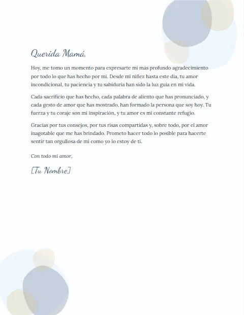 Carta de Agradecimiento para una Madre: diseño Acuarela