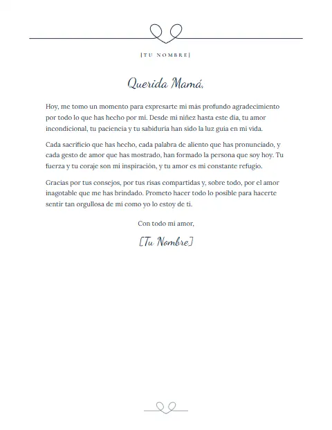 Carta de Agradecimiento para una Madre: diseño Corazón de una línea