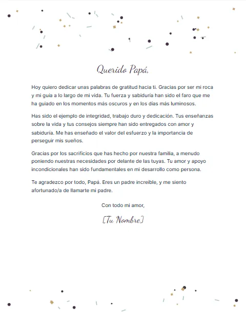 Carta de Agradecimiento para un Padre: diseño Celebración