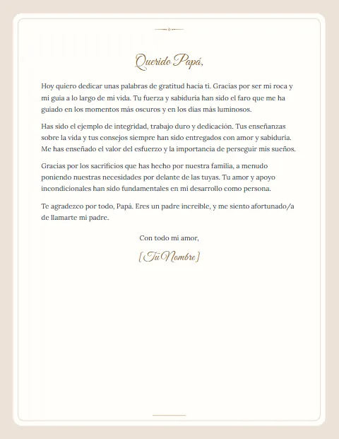 Carta de Agradecimiento para un Padre: diseño Postal