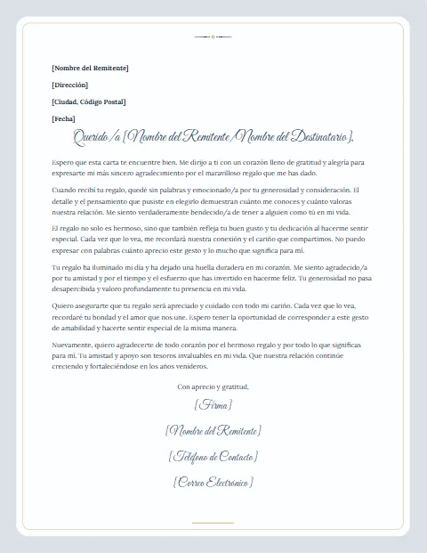 Formato de Carta de Agradecimiento: diseño Postal