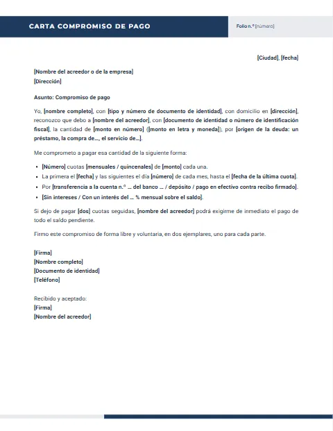 Carta de Compromiso de Pago: diseño Encabezado partido