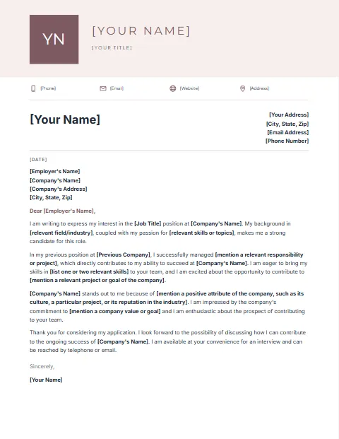 Free cover letter template