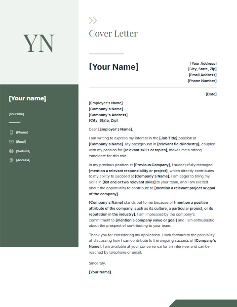Free cover letter templates: Photo column design