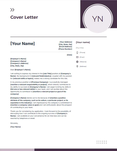 Free cover letter templates: Circle photo design