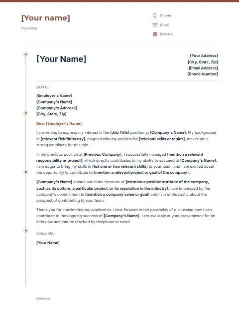Free cover letter templates: Timeline design