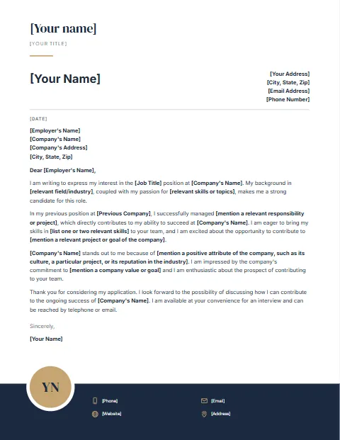 Free cover letter templates: Dark footer design