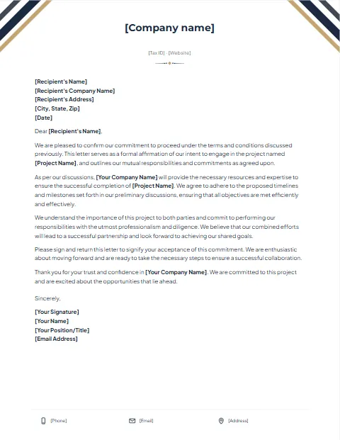 Letter of Engagement Template: Company ribbons design