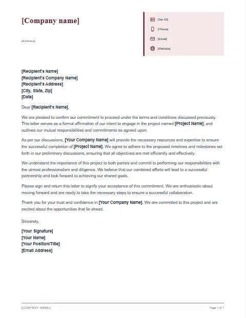 Letter of Engagement Template para descargar en Word