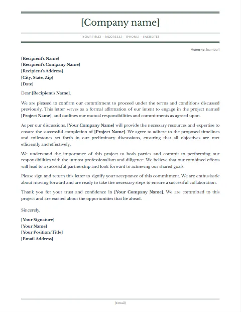 Letter of Engagement Template: Gazette design