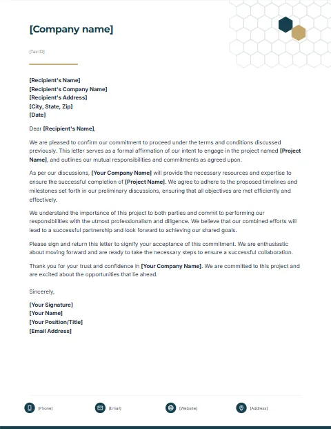 Letter of Engagement Template: Hexagons design