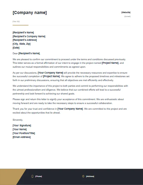 Letter of Engagement Template: Corporate footer design