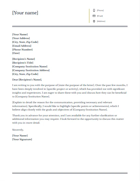 Formal Letter Template: Columns design