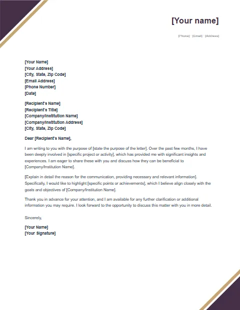 Formal Letter Template: Corners design