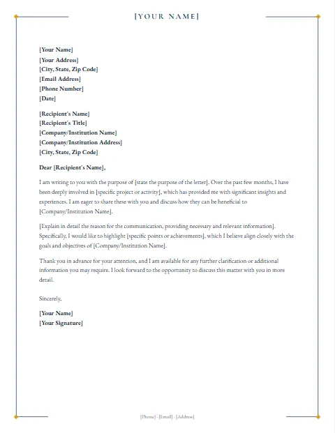 Formal Letter Template: Fine frame design