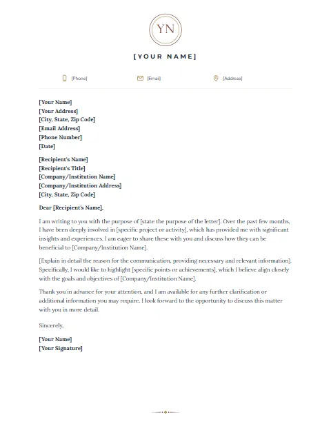 Formal Letter Template: Monogram design