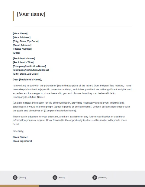 Formal Letter Template: Icon footer design