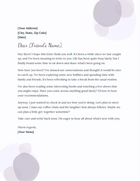 Informal Letter Templates: Watercolor design