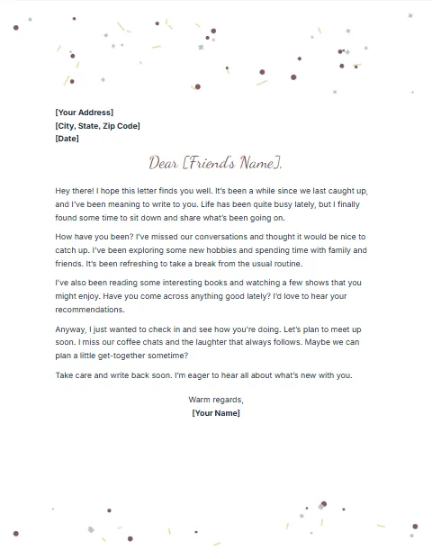 Informal Letter Templates: Celebration design