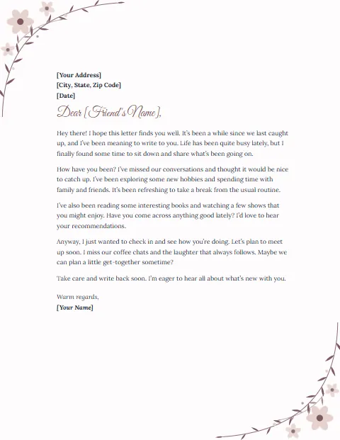 Informal Letter Templates: Floral design