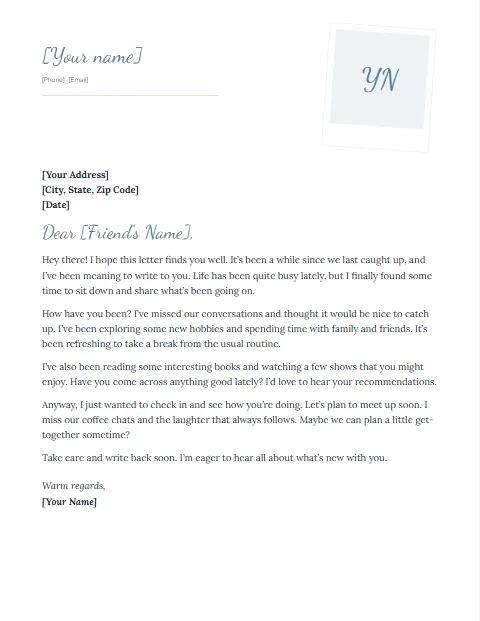 Informal letter template - Download free