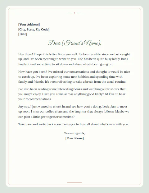 Informal Letter Templates: Postcard design