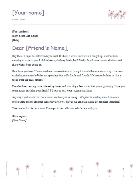 Informal Letter Templates: Meadow design