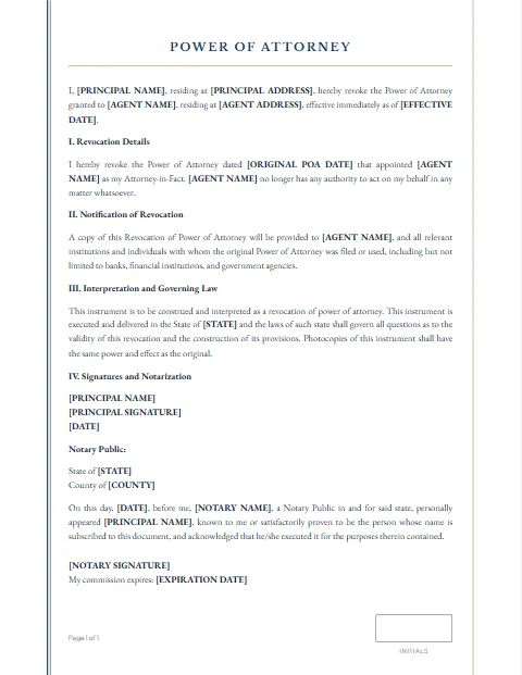 General Power of Attorney: Record design