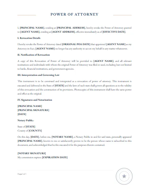 General Power of Attorney: With seal design