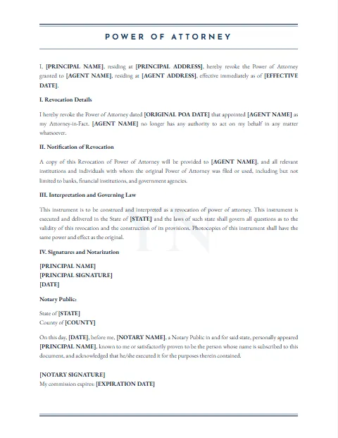 General Power of Attorney: Watermark design