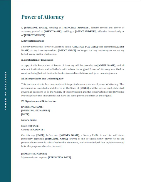 General Power of Attorney: Margin design