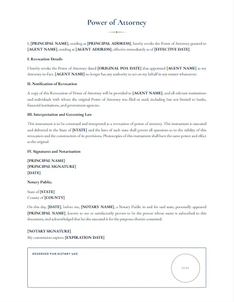 General Power of Attorney: For the notary design