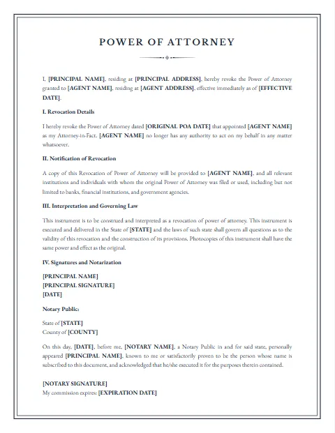 Power of Attorney Template