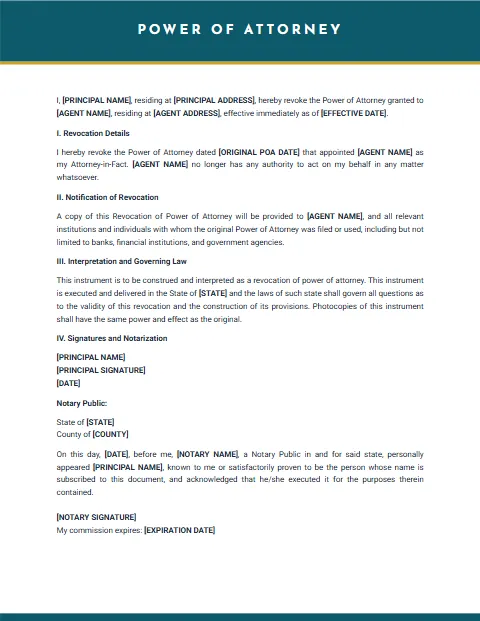 General Power of Attorney: Official design