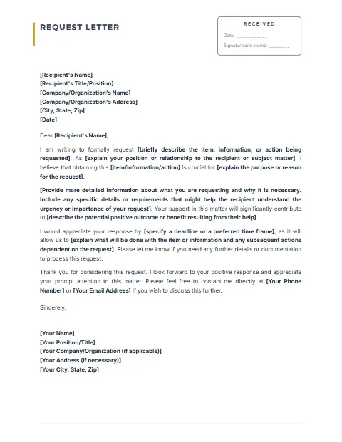 Request Letter Template