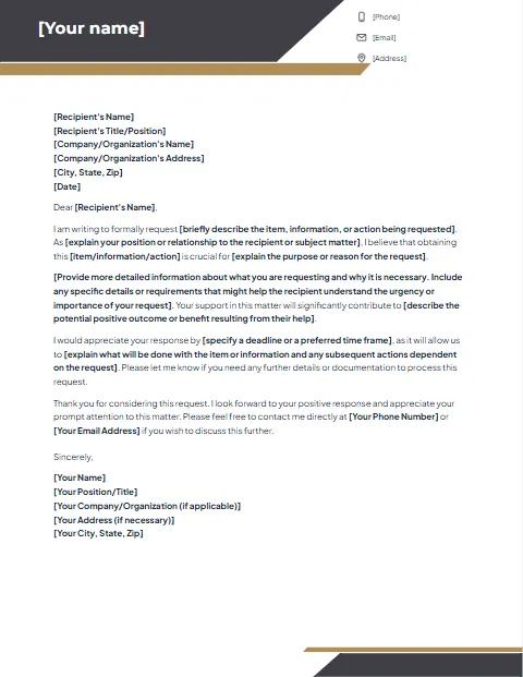 Request Letter Template: Band design
