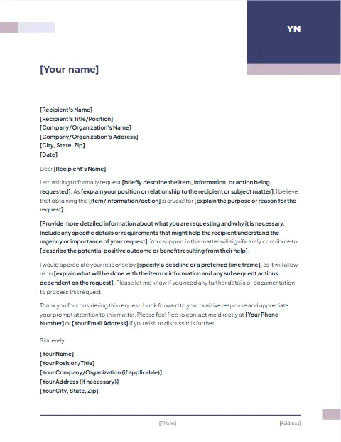 Request Letter Template: Corporate design