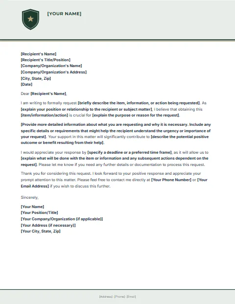 Request Letter Template: Memo with band design