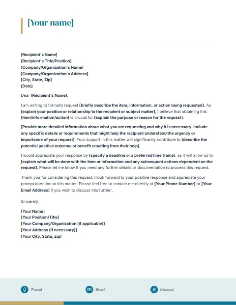 Request Letter Template: Icon footer design