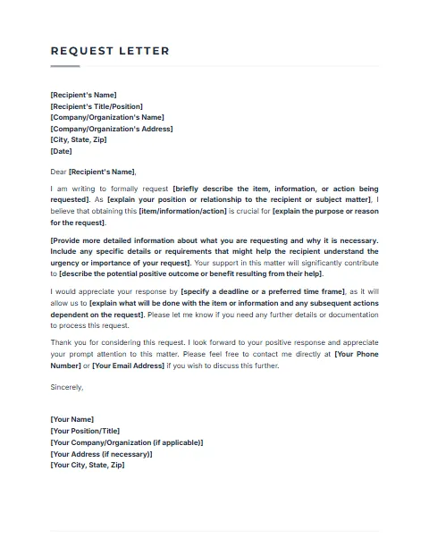 Request Letter Template: Sober design