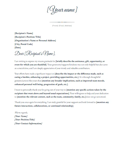 Tank You Letter Template: Signature name design
