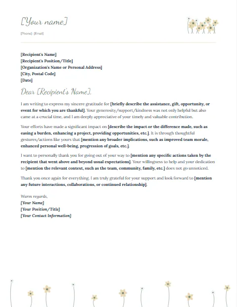 Thank you letter template for download