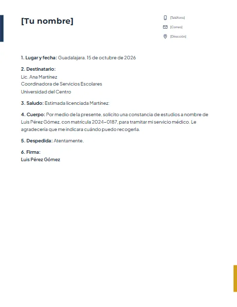Carta Formal Corta: diseño Acento lateral