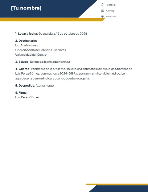 Carta Formal Corta: diseño Banda