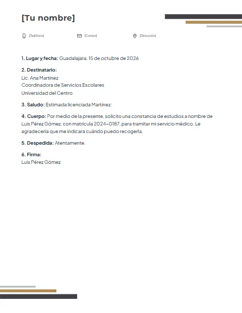 Carta Formal Corta: diseño Escalones