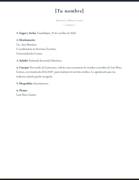 Carta Formal Corta: diseño Filo